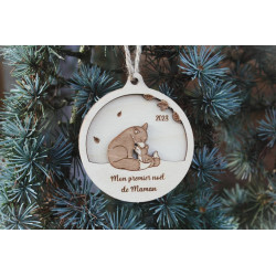 Boule de noël maman/papa et bébé renard
