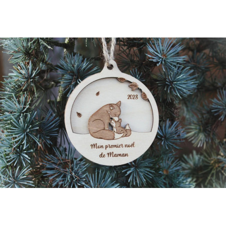 Boule de noël maman/papa et bébé renard