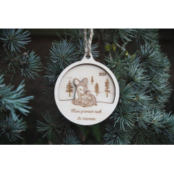 Boule de noël maman biche et bébé faon