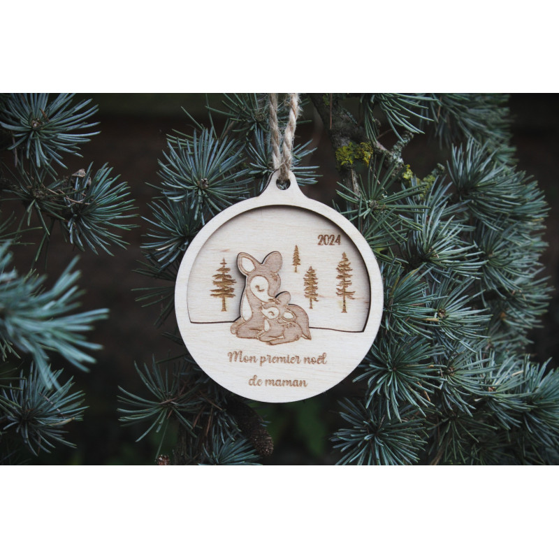 Boule de noël maman biche et bébé faon Boule de noël maman biche et bébé faon