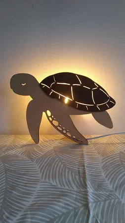 Lampe murale tortue en bois